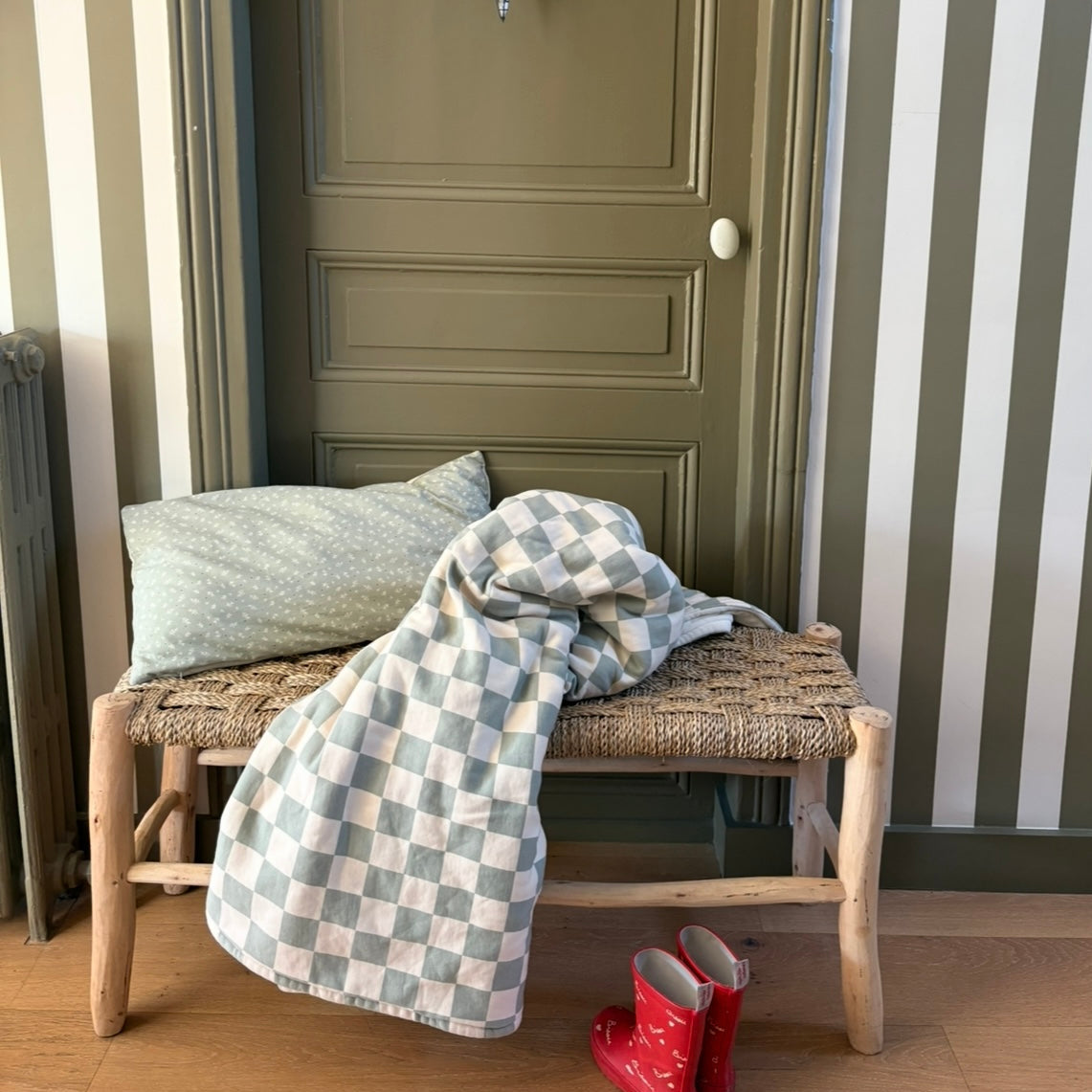 maxi blanket sage green checkerboard 