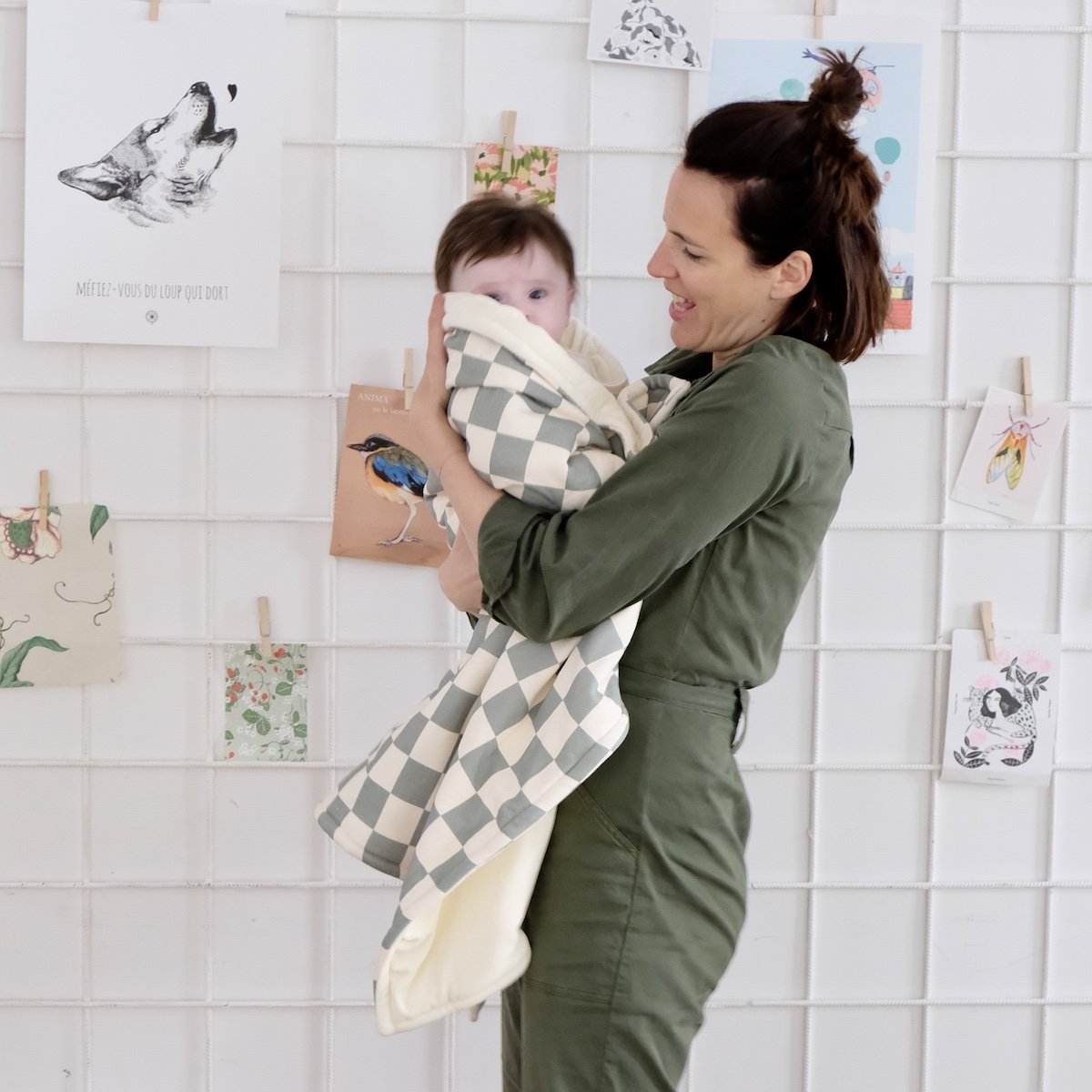 Superzachte baby- en kinderdeken met groen ruitpatroon