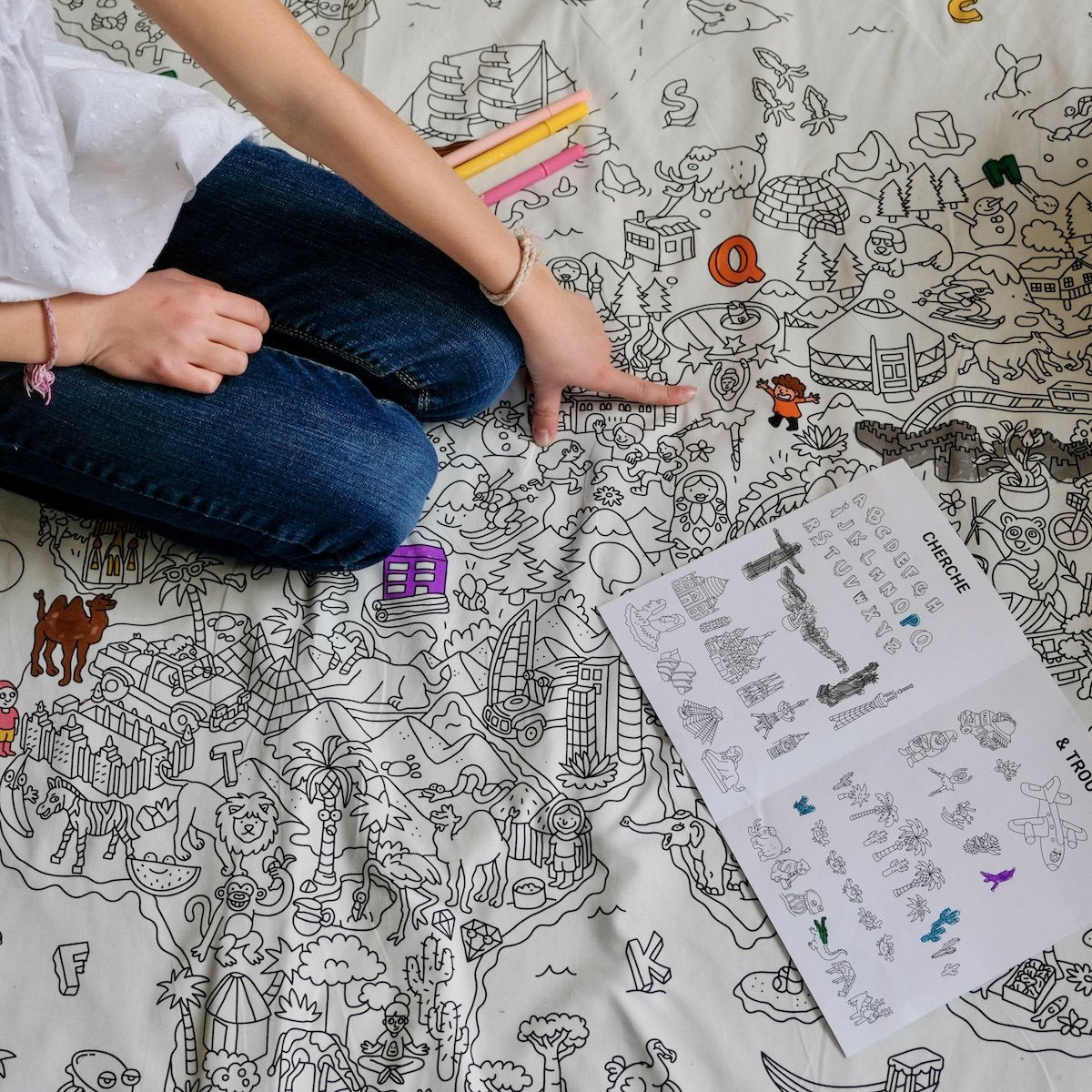 Atlas-Malbezug zum Waschen und Überziehen für Spielmatte Motorik Aktivitäten Baby Kind waschbar Mittwoch