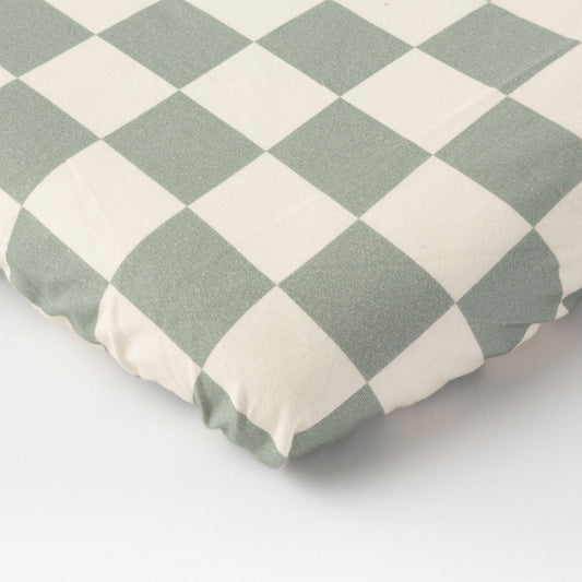 super soft jersey changing mat cover green checkerboard