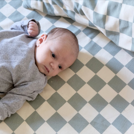 Bezug Spiel- und Motorikmatte Baby Kind grünes Karomuster