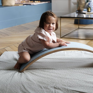 printed cover for motor skills mat in sage green