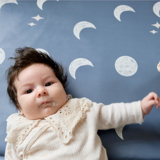 wasserdichter Bezug für Krabbelmatte Motorik und Spielmatte Baby Kind 
Mond-Print to the moon and back