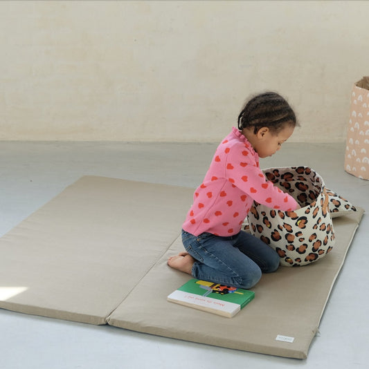 Bezug für Krabbel- und Spielmatte Motorik Baby Kind einfarbig Kaki 
