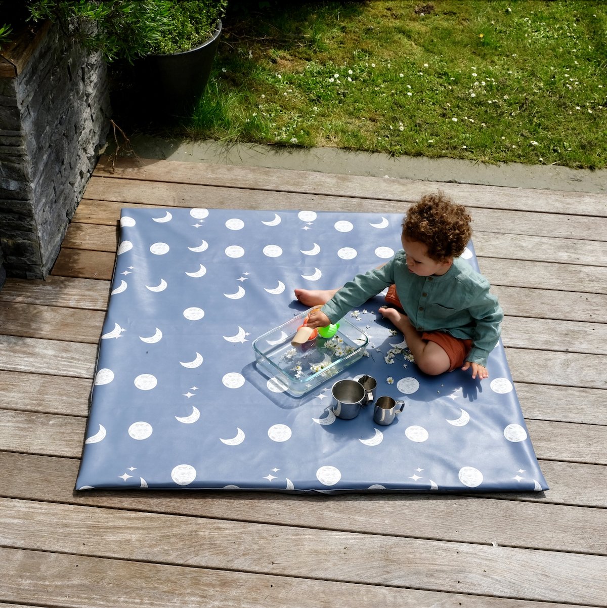 housse waterproof à enfiler pour tapis d eveil  bebe enfant 
waterproof imprimé lune bleu to the moon
