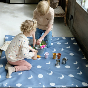 waterproof slip-on cover for baby and child activity mat 
waterproof moon print to the moon
