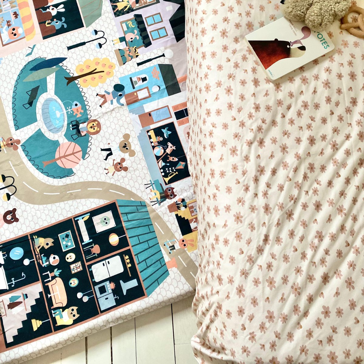 bloemig beddengoedsetje van jersey voor baby en kind 