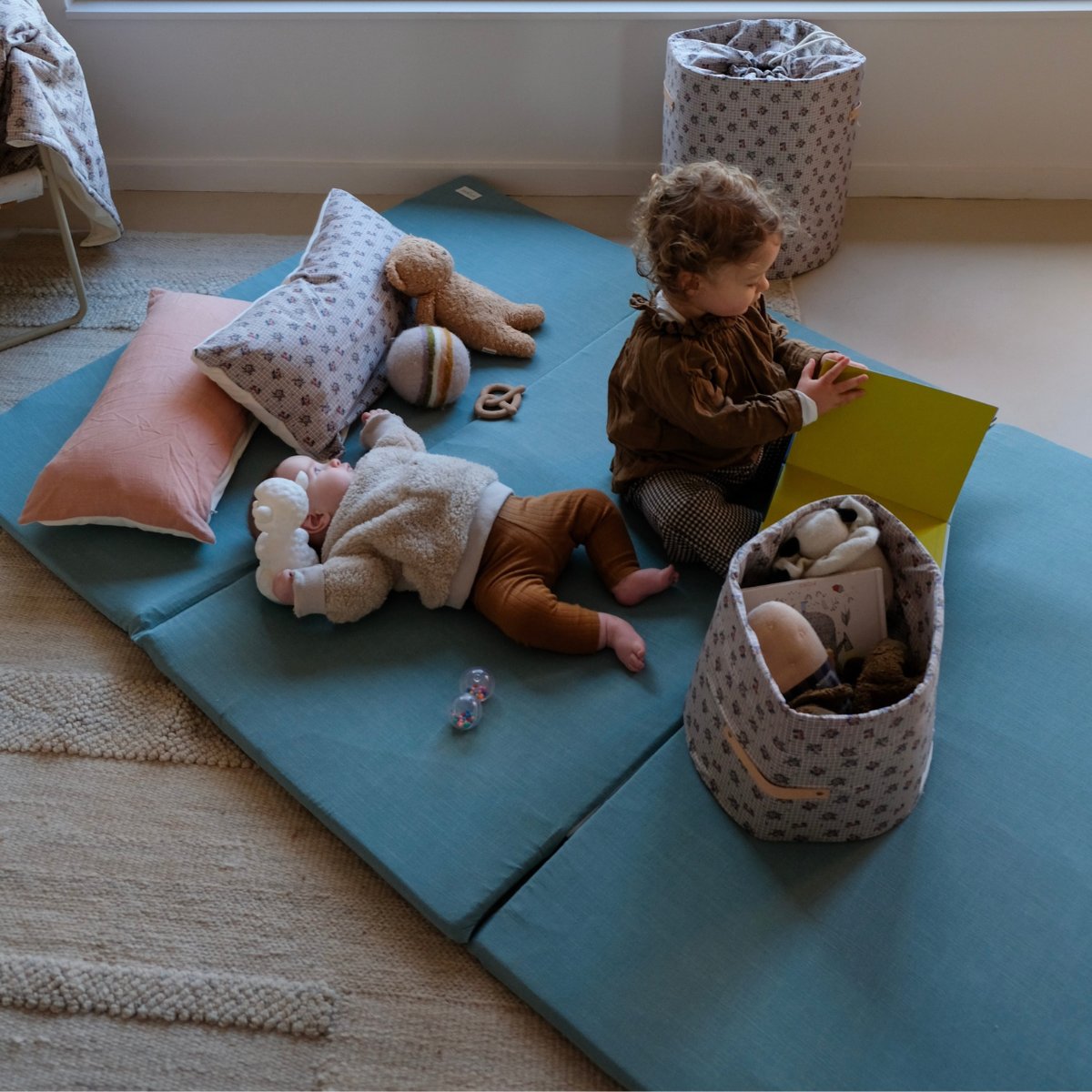 Verlängerung Spielmatte Baby Kinder großes Format XXL unifarben Vert Baltique 
