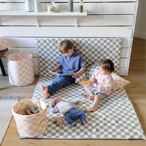 verlengstuk groot formaat speelmat motoriek en spel baby kind groen dambordpatroon
