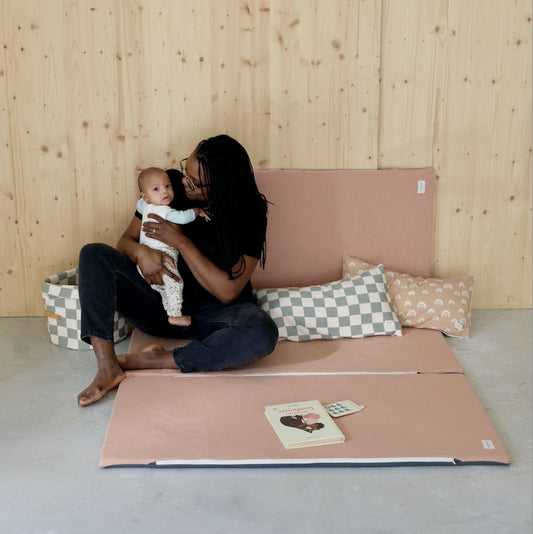 large format playmat extension for baby and toddler activity and play in plain pink 