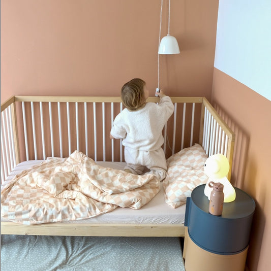 taie d'oreiller bébé jersey tout doux  damier rose