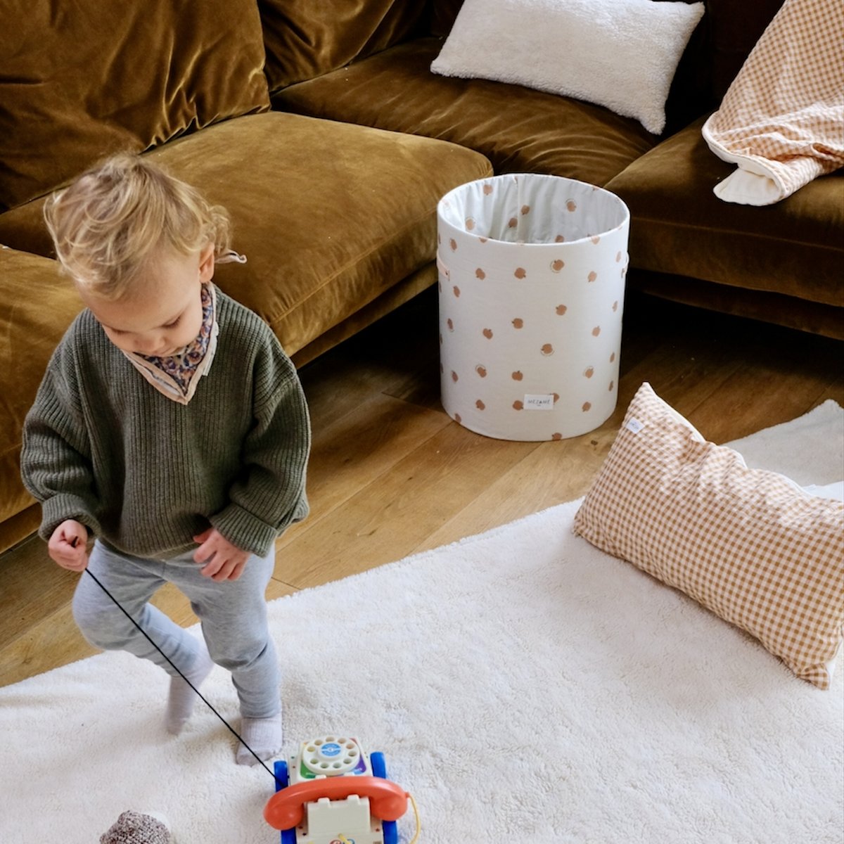 großer Aufbewahrungskorb für Baby- und Kinderspielzeug mit Liebesapfel-Muster 