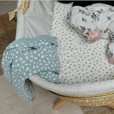 baby essential cotton muslin cloth sage colourway