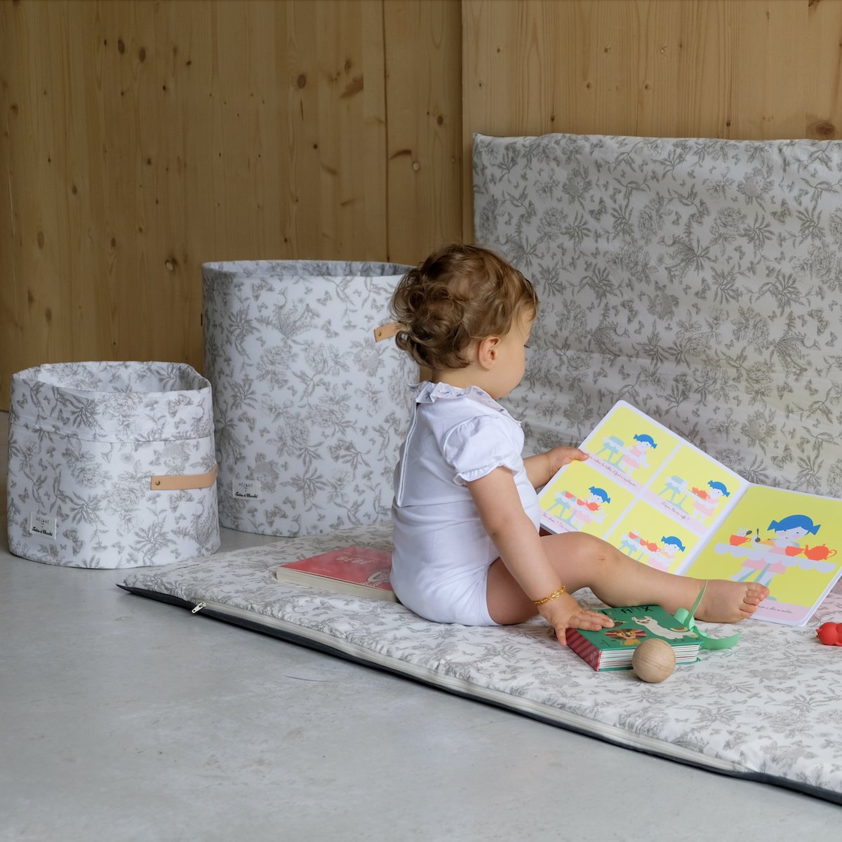petit panier bebe enfant  collaboration tartine&chocolat coloris gris