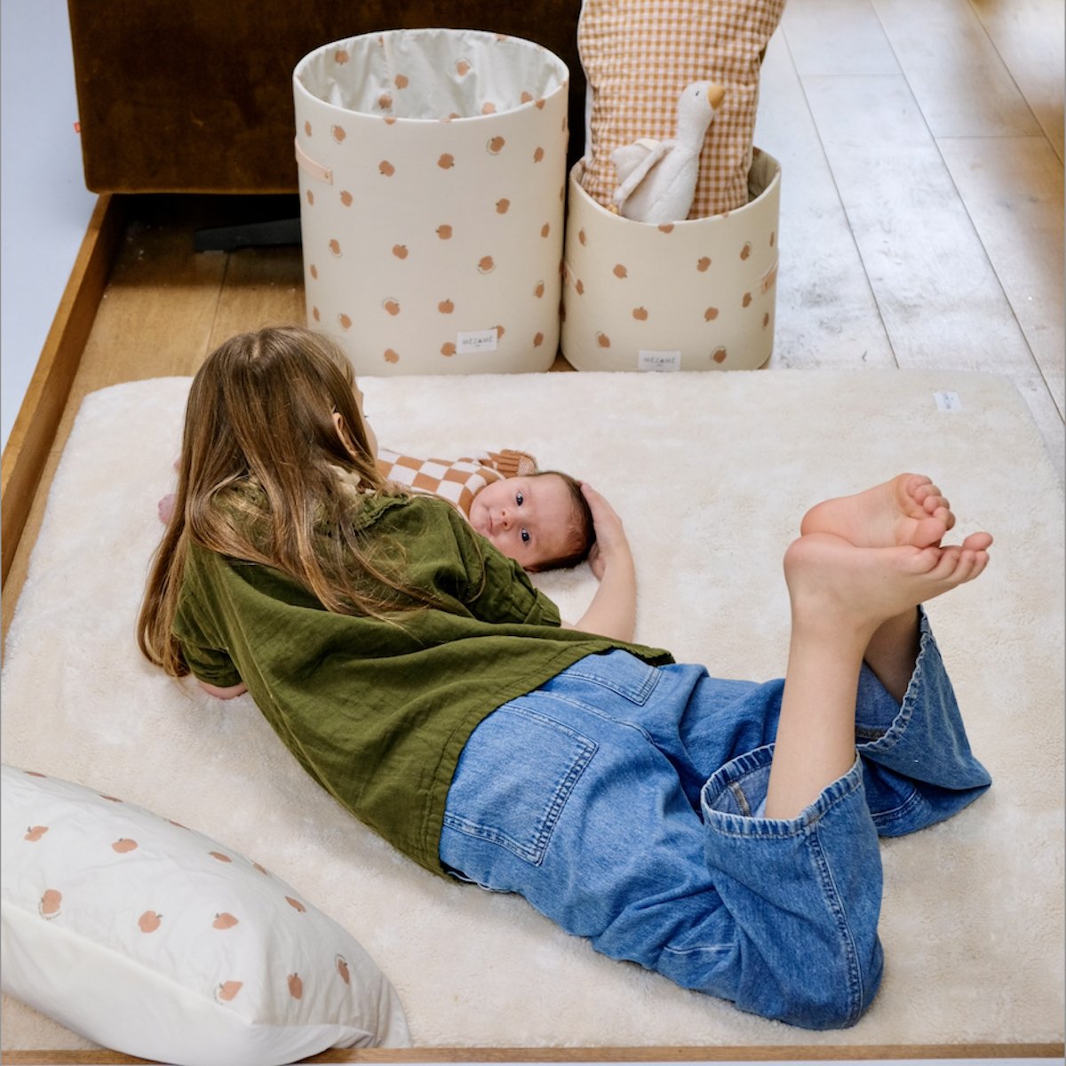 panier de rangement petit chambre d'enfants bebe enfant motif pomme d'amour 