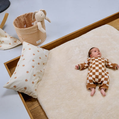 super soft baby and toddler cushion toffee apple print 