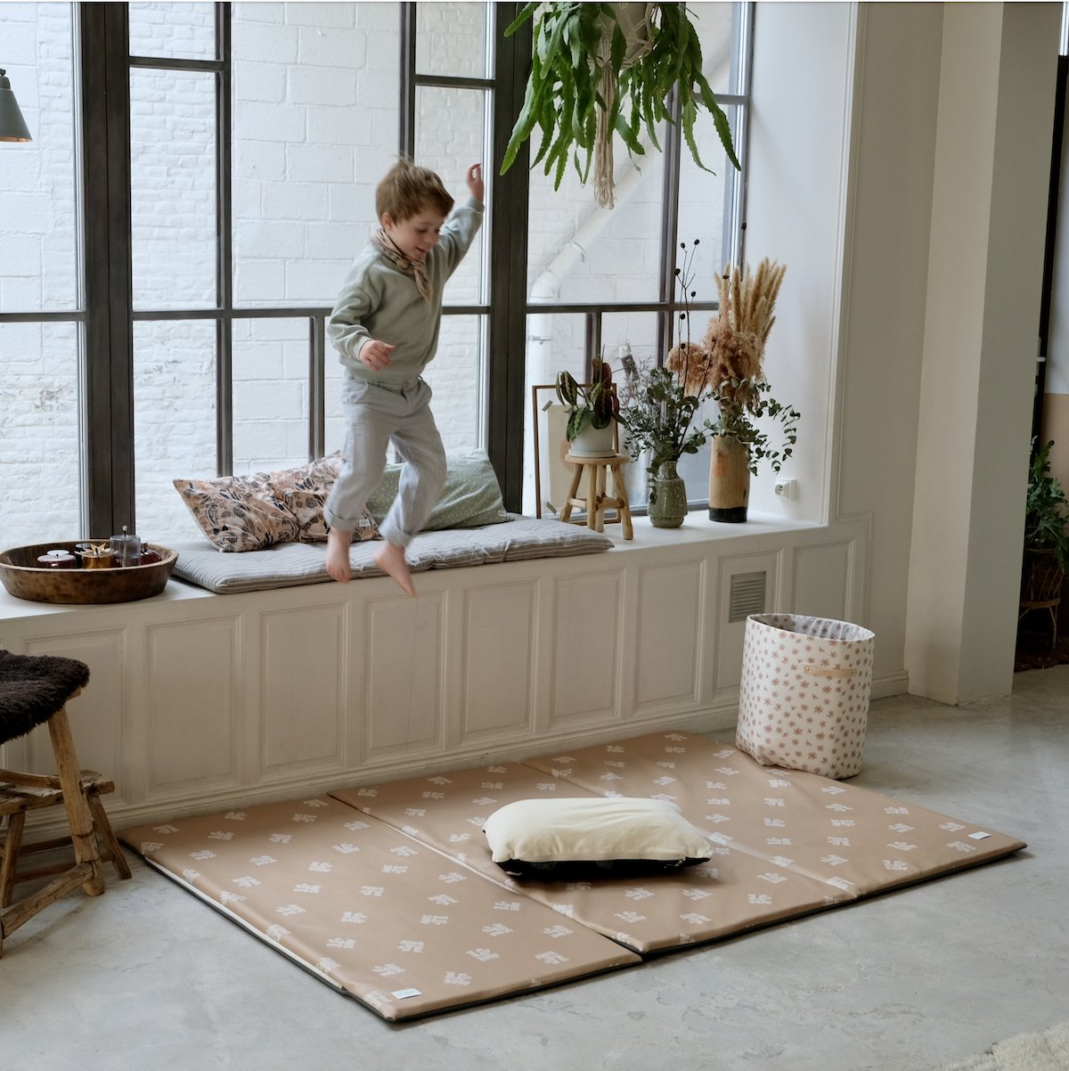 speelmat voor baby's, motoriek en spel, groot XXL-formaat, waterdicht, Air de Je-print beige 