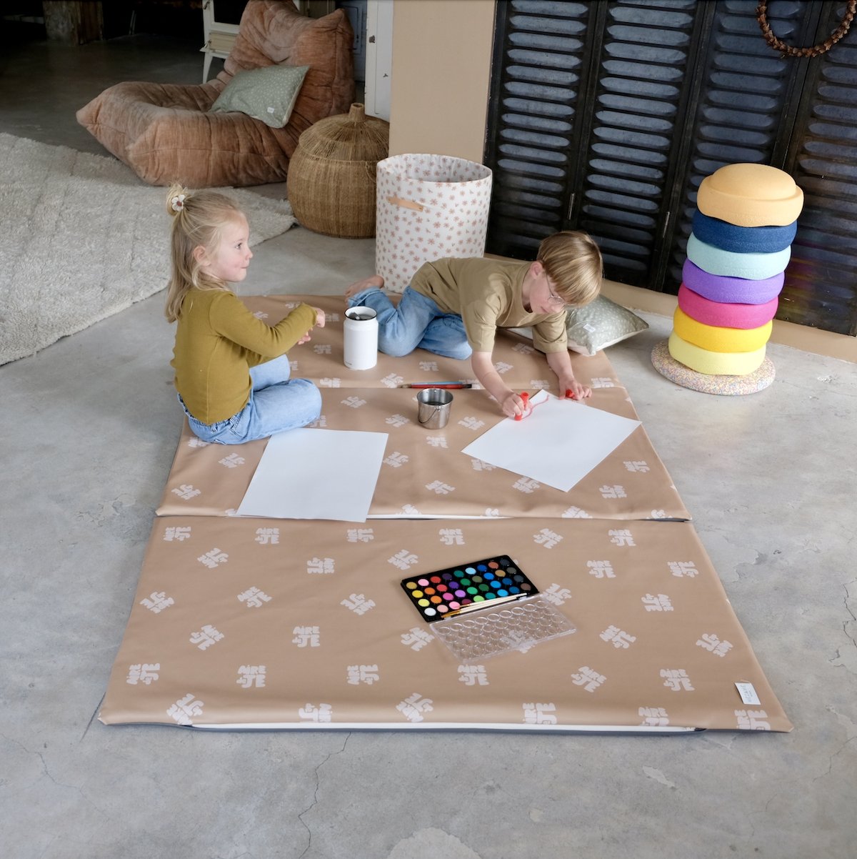 speelmat motoriek en spel baby kind groot formaat XXL waterafstotend met speelprint 