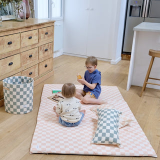XXL large format pink checkerboard print baby & toddler activity and motor skills play mat