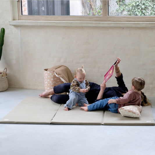 Spiel- und Krabbelmatte für Babys und Kinder, großes Format, einfarbig bedruckt, Khaki-Oliv