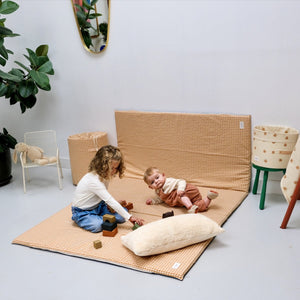 baby and toddler activity and play mat vichy pattern caramel colour XXL large format
