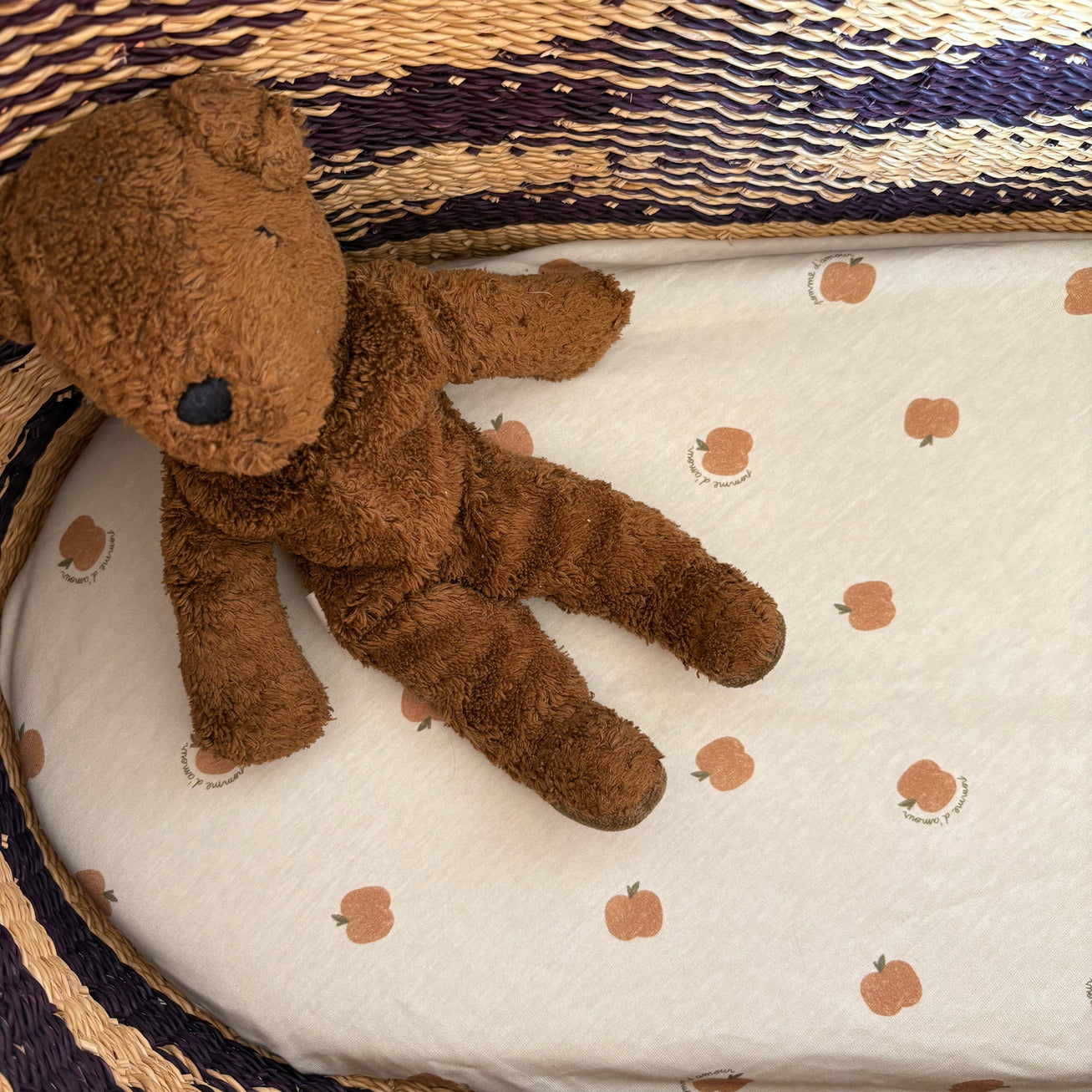 draps matelas à langer couffin motif pomme d'amour