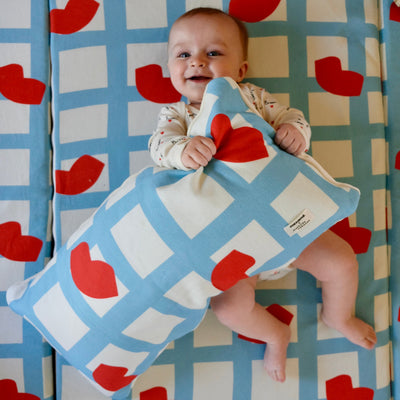 soft decorative cushion for parents and children, kisses lips design, Mathilde Cabanas 