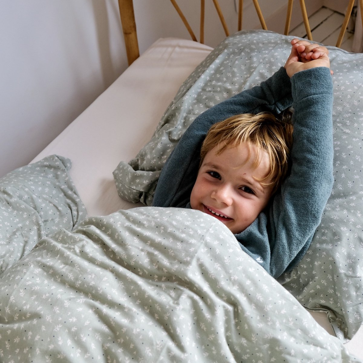beddengoedset voor kinderen van heerlijk zachte jersey in saliegroen
