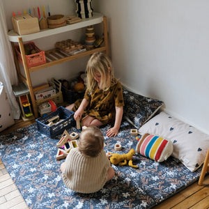 blue forest print play and activity mat